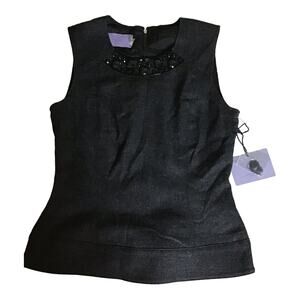 Vera Wang Lavender Label Wool & Silk Blend Sleeveless Beaded Top  Sz. 6 NWT